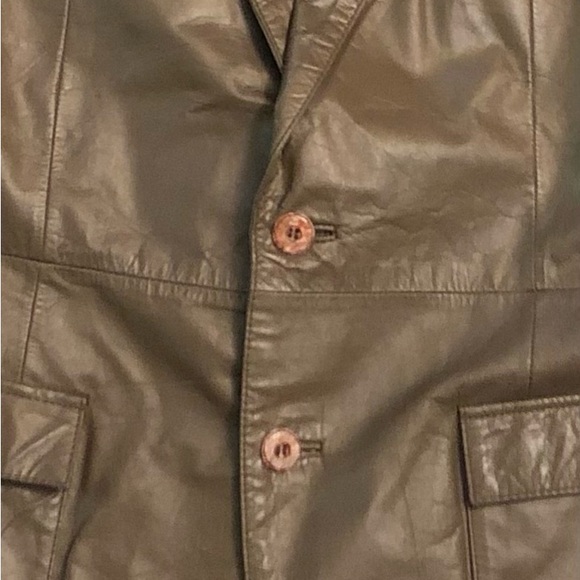 Vintage 80’s Campus Brown Leather Coat Blazer Jacket - Picture 6 of 8